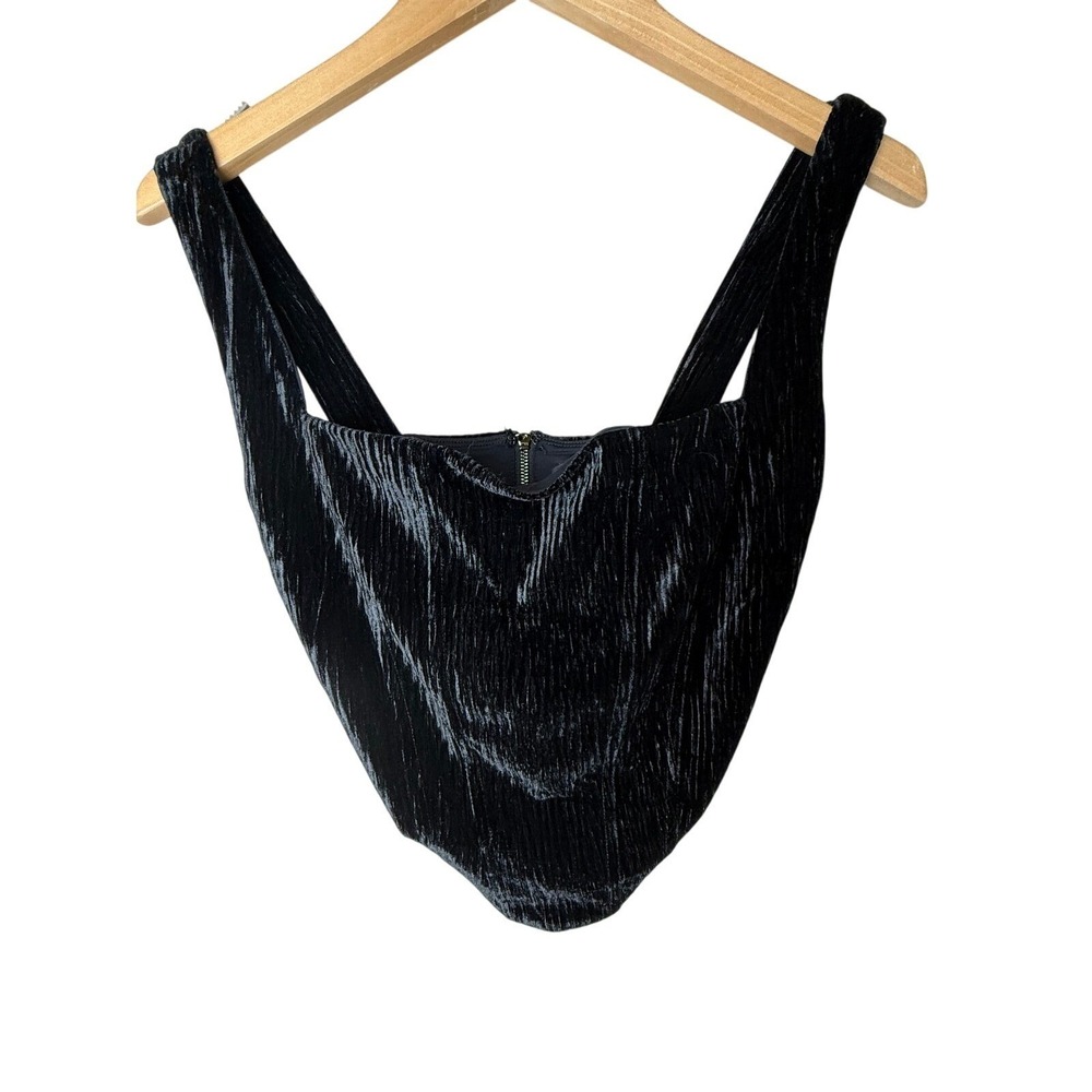 Naked Wardrobe Velvet Corset Top Women's Medium‎ Black Sleeveless Rockabilly